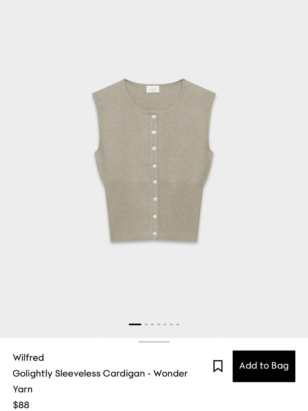 Wilfred Sleeveless Button-Front Cardigan in Light Taupe